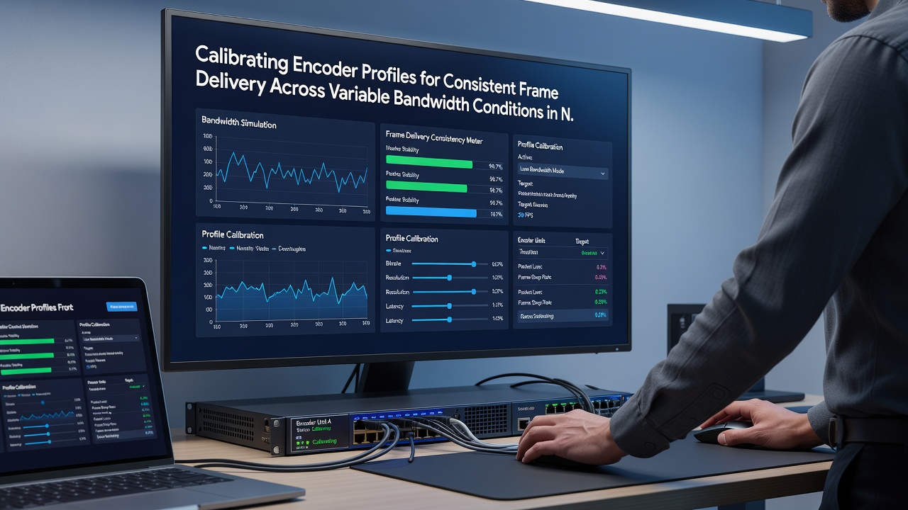 Network bandwidth graph overlaid with encoder preset transitions during a live niche platform broadcast