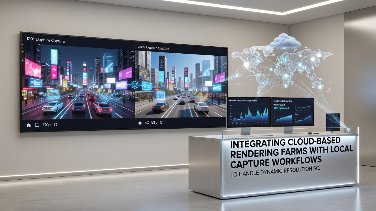 Screenshot of broadcast software interface managing cloud and local workflows for resolution scaling
