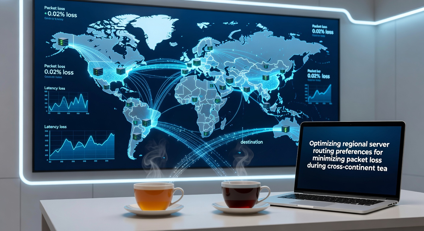 Team scrimmage session with overlaid network routing metrics and server preference selections