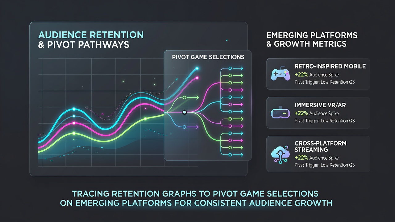 Dashboard interface displaying retention metrics for various game selections on an emerging platform