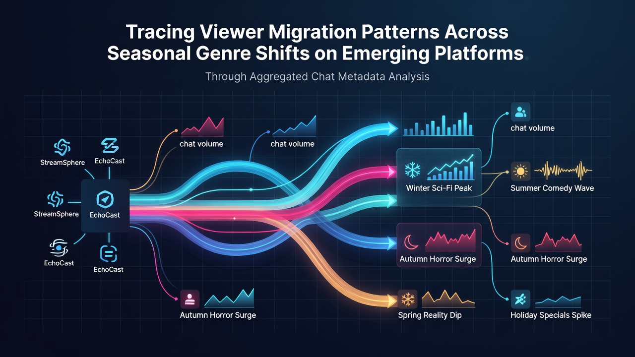 Visualization of viewer migration flows between gaming genres on emerging streaming platforms using chat metadata heatmaps