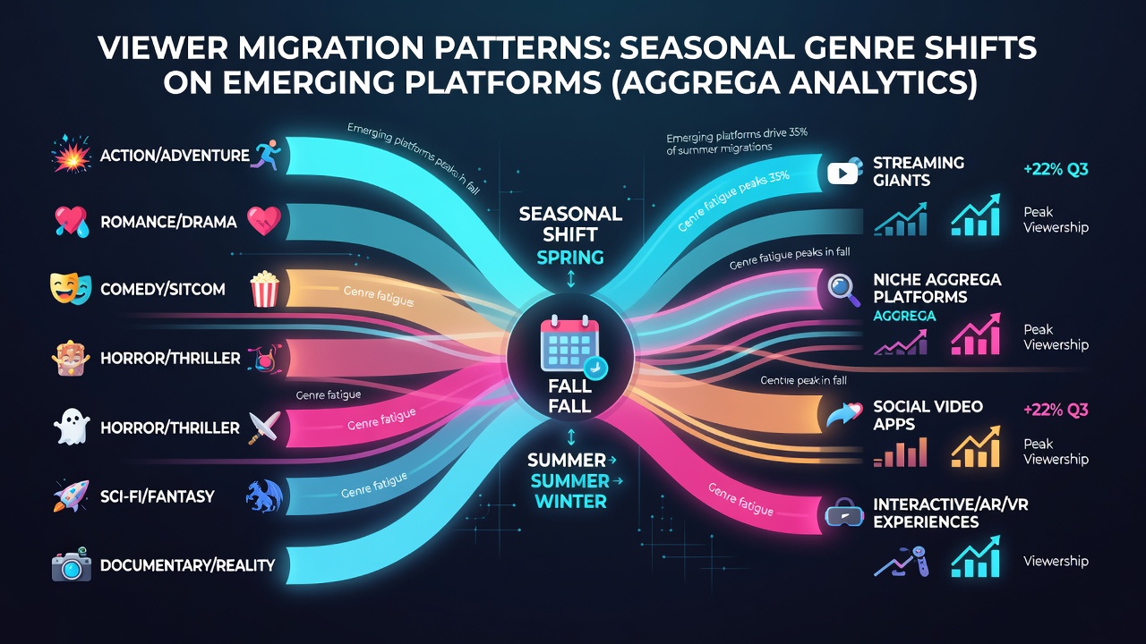 Dashboard screenshot displaying aggregated chat metadata trends and genre migration graphs from emerging streaming platforms